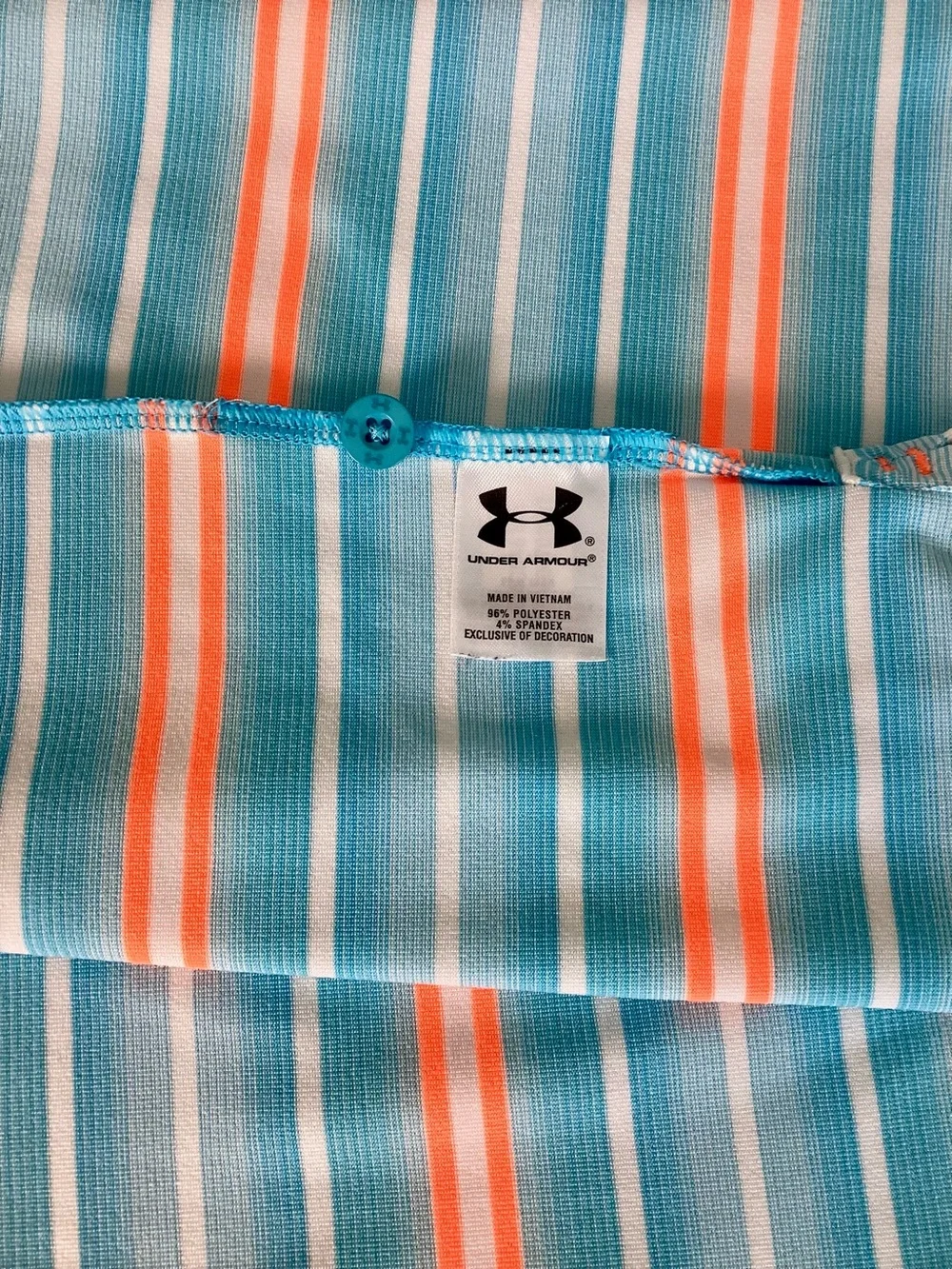 Falcon’s Fire Golf Club L Under Armour Heat Gear Blue Orange Stripe Polo Shirt